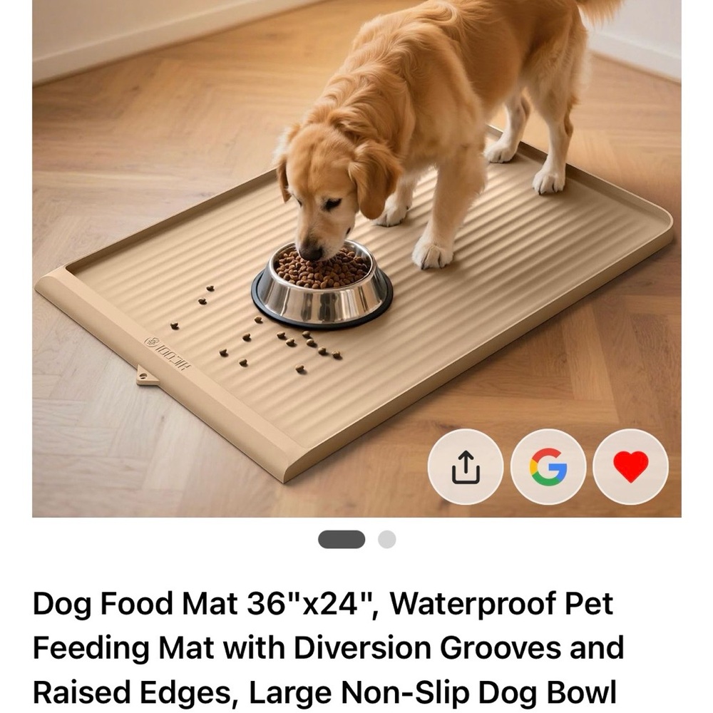 Tan Dog Food Mat 36"x24"